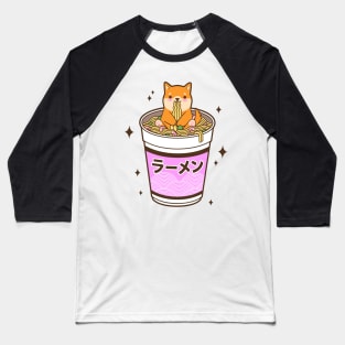 Adorable Japanese Corgi Eating Ramen in a Cup, Japan Anime Style Baseball T-Shirt